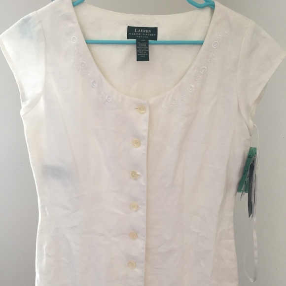VTG 128$ Lauren Ralph Lauren Dress White Linen 10P - Picture 4 of 8